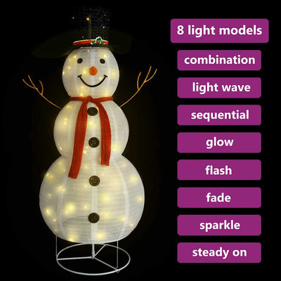 Decorative Christmas Snowman Figure LED Luxury Fabric 180cm