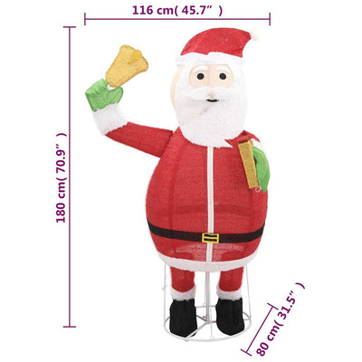 Decorative Christmas Santa Claus Figure LED Luxury Fabric 180 cm