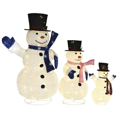 Decorative Christmas Snowman Family Figures with LED Luxury Fabric