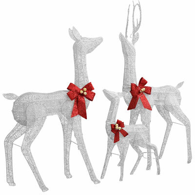 Reindeer Family Christmas Decoration White and Silver 201 LEDs