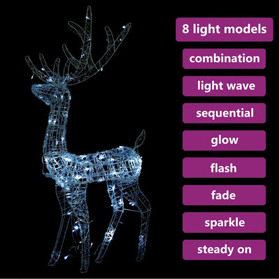 Acrylic Reindeer Christmas Decoration 140 LEDs 120 cm Cold White