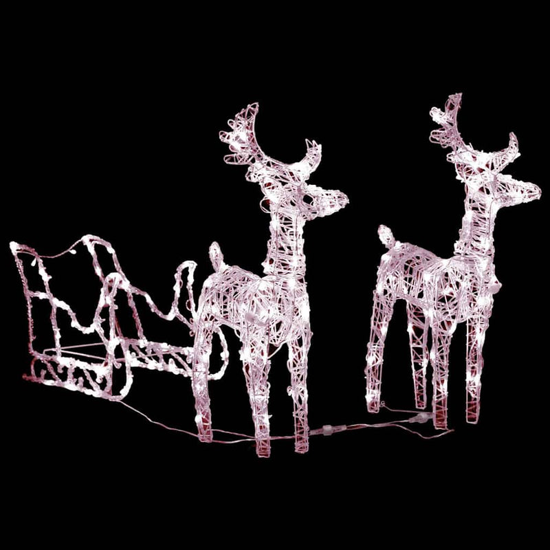 Reindeers & Sleigh Christmas Decoration 160 LEDs 130 cm Acrylic