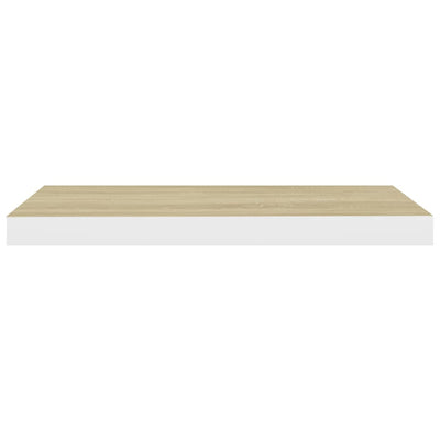 Floating Wall Shelves 2 pcs Oak and White 60x23.5x3.8 cm MDF