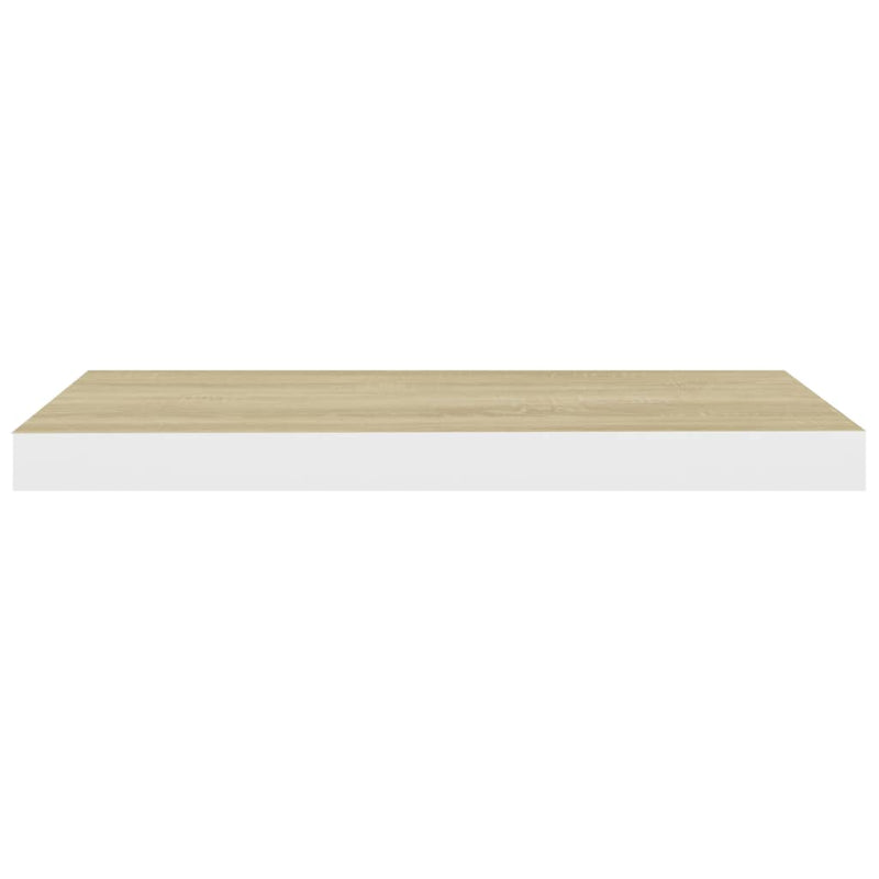 Floating Wall Shelves 2 pcs Oak and White 60x23.5x3.8 cm MDF