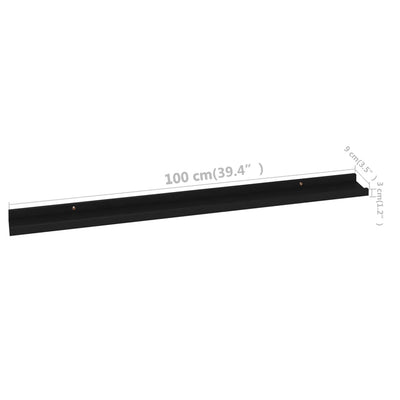 Wall Shelves 2 pcs Black 100x9x3 cm