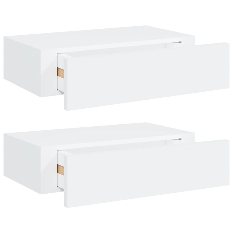 Wall-mounted Drawer Shelves 2 pcs White 40x23.5x10 cm MDF