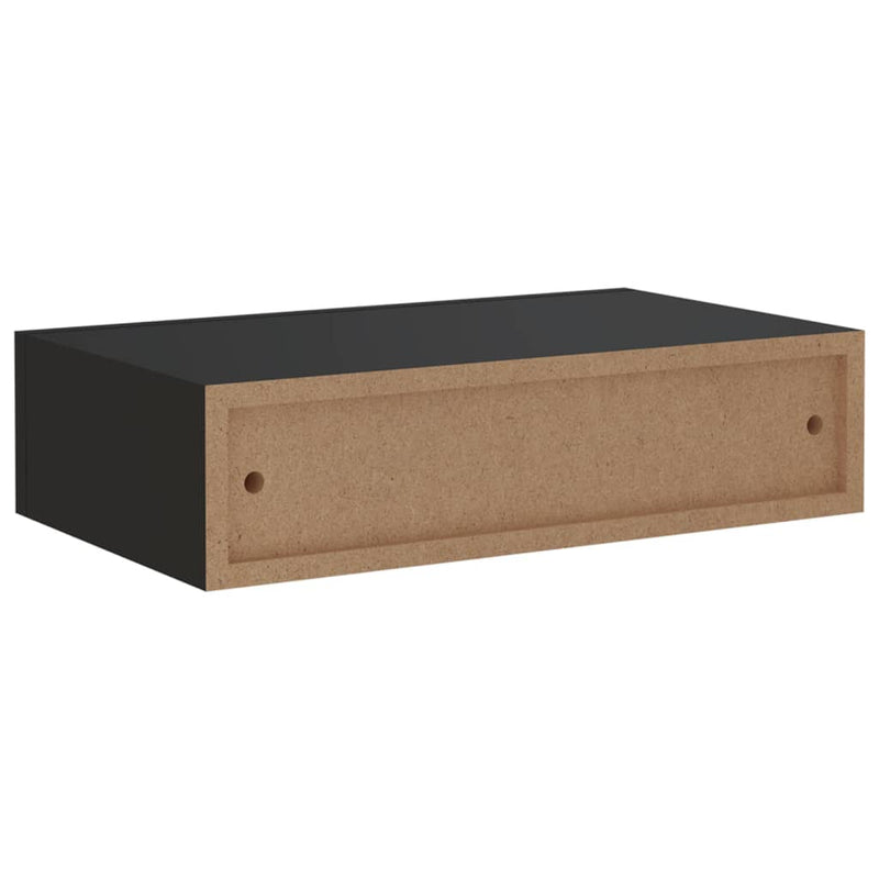 Wall-mounted Drawer Shelf Black 40x23.5x10cm MDF