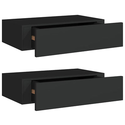 Wall-mounted Drawer Shelves 2 pcs Black 40x23.5x10cm MDF
