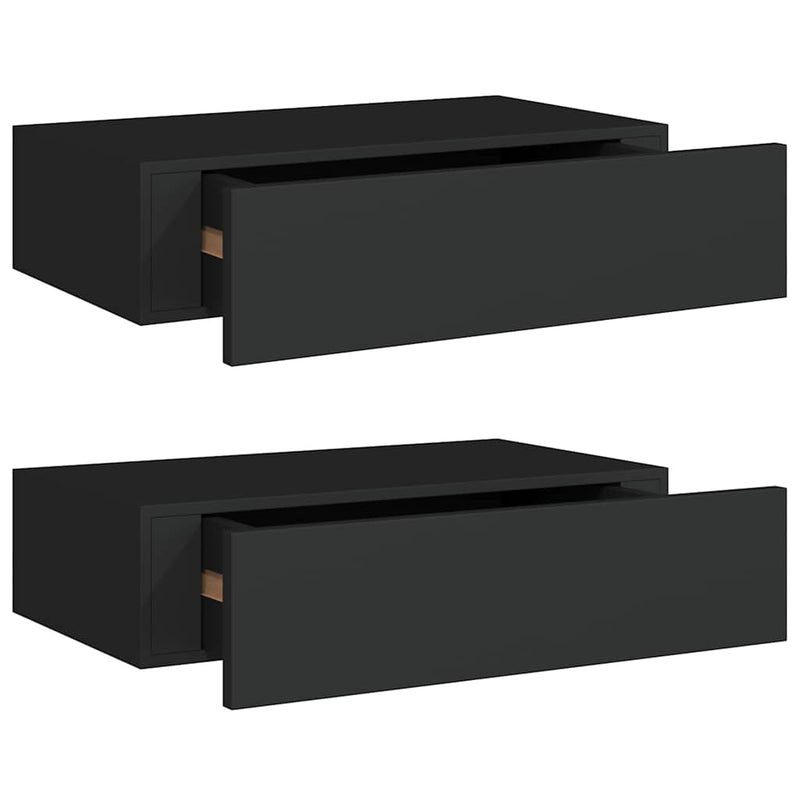 Wall-mounted Drawer Shelves 2 pcs Black 40x23.5x10cm MDF