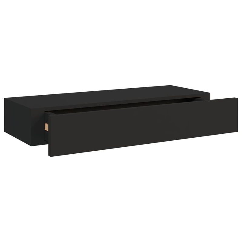 Wall-mounted Drawer Shelf Black 60x23.5x10cm MDF