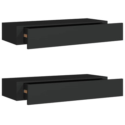 Wall-mounted Drawer Shelves 2 pcs Black 60x23.5x10cm MDF