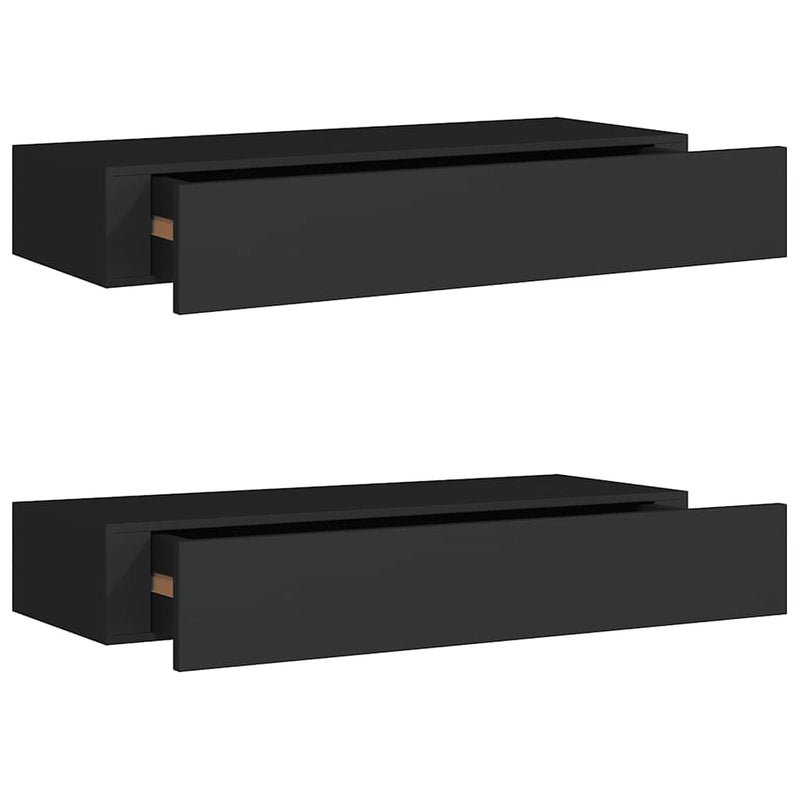 Wall-mounted Drawer Shelves 2 pcs Black 60x23.5x10cm MDF