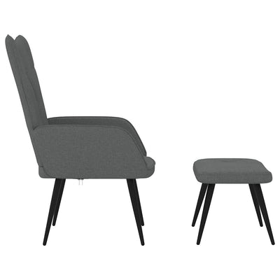 Relaxing Chair with a Stool Dark Grey Fabric