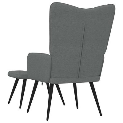 Relaxing Chair with a Stool Dark Grey Fabric