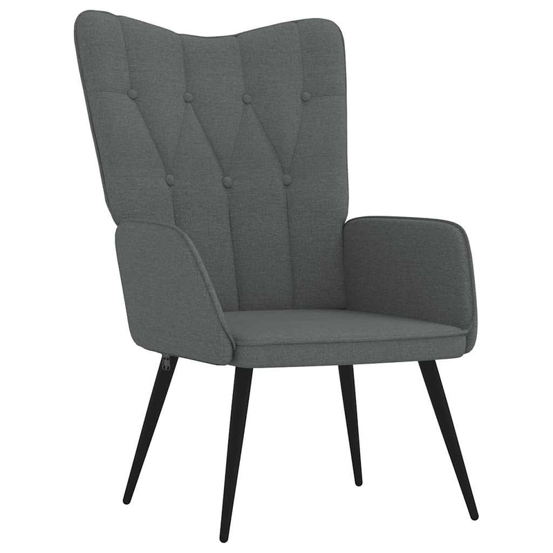 Relaxing Chair with a Stool Dark Grey Fabric