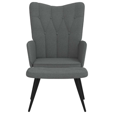 Relaxing Chair with a Stool Dark Grey Fabric