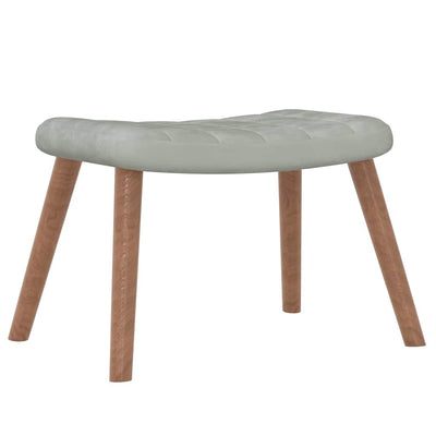 Relaxing Chair with a Stool Light Grey Velvet