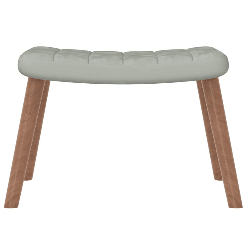 Relaxing Chair with a Stool Light Grey Velvet