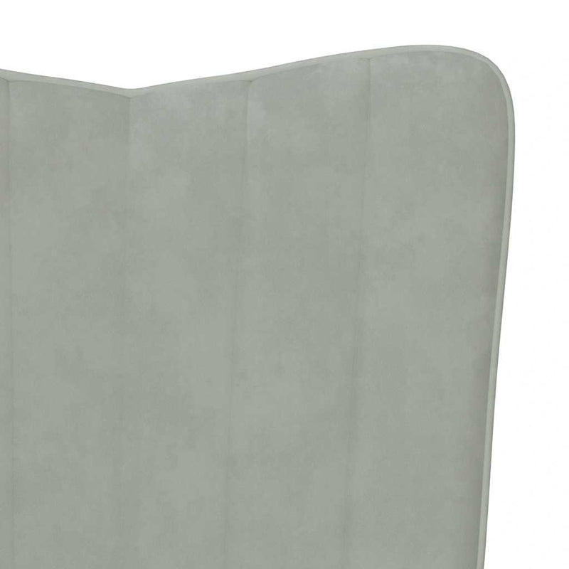 Relaxing Chair with a Stool Light Grey Velvet