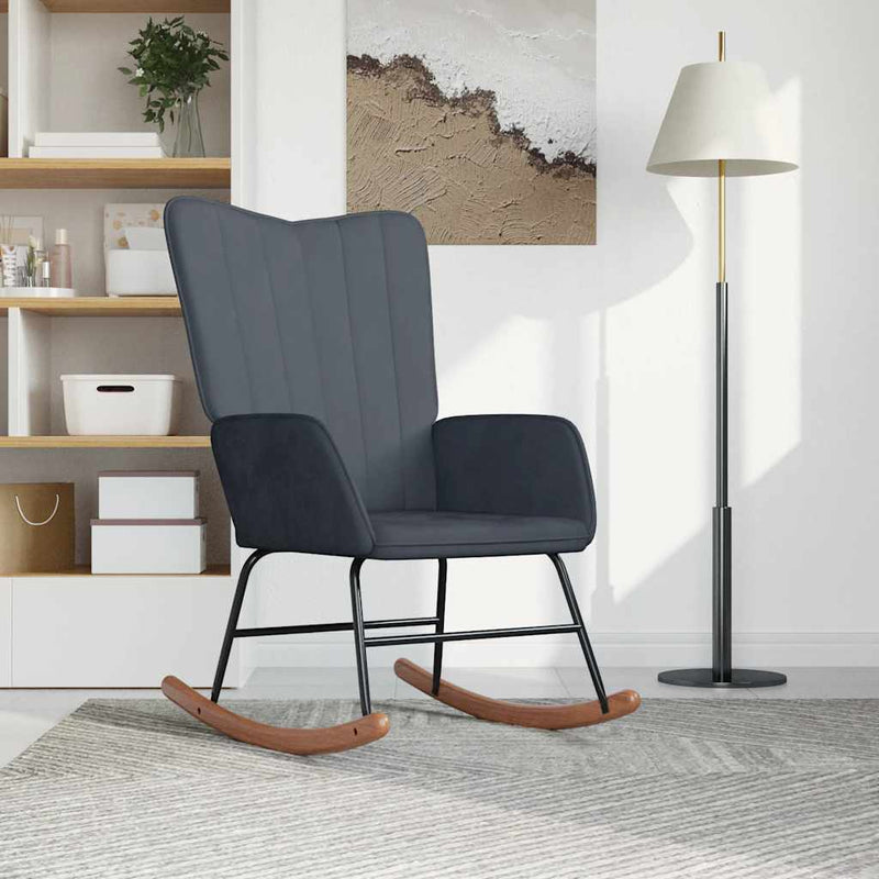 Rocking Chair Dark Grey Velvet