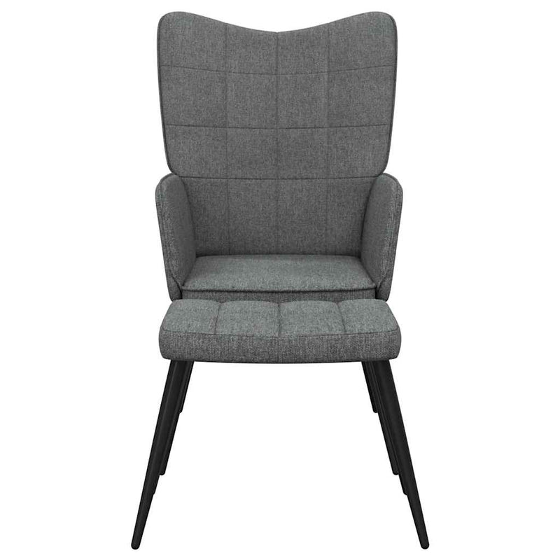 Relaxing Chair with a Stool Dark Grey Fabric