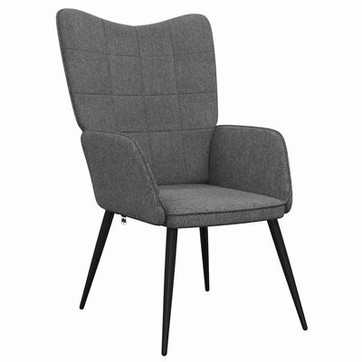 Relaxing Chair with a Stool Dark Grey Fabric