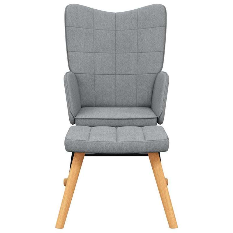 Rocking Chair with a Stool Light Grey Fabric