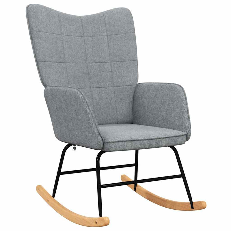 Rocking Chair with a Stool Light Grey Fabric