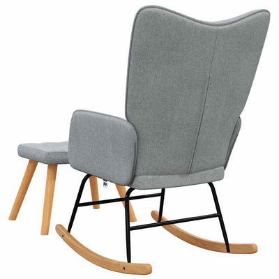 Rocking Chair with a Stool Light Grey Fabric