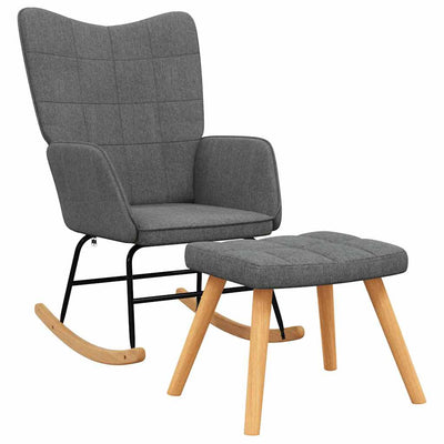 Rocking Chair with a Stool Dark Grey Fabric