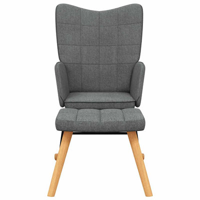 Rocking Chair with a Stool Dark Grey Fabric