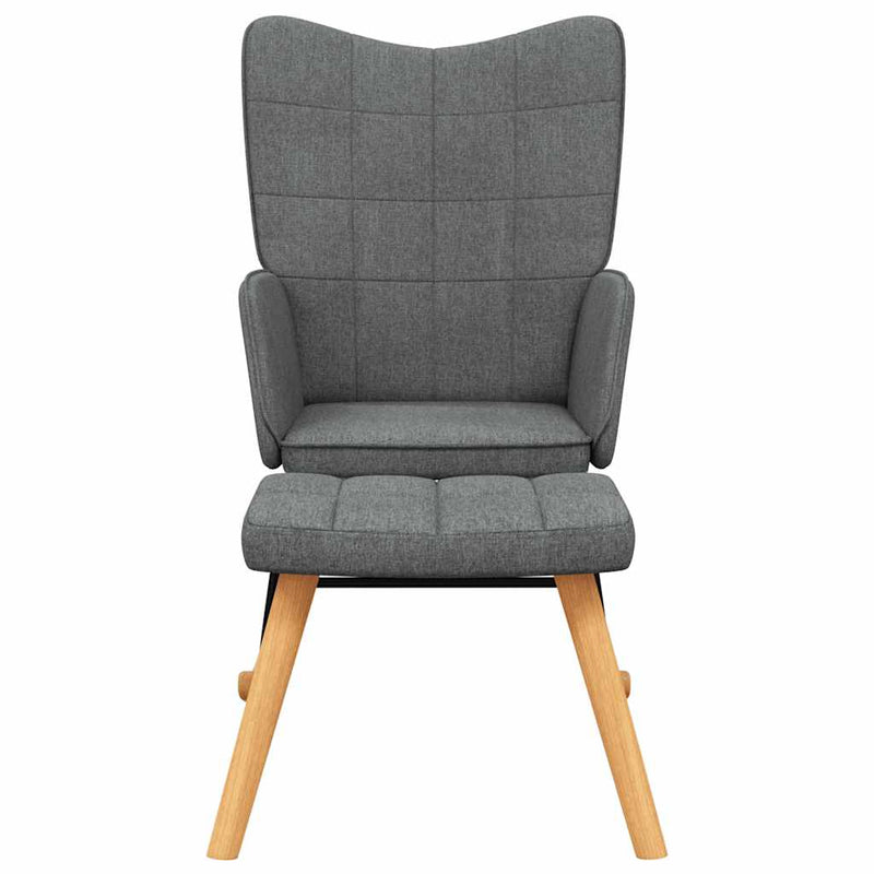 Rocking Chair with a Stool Dark Grey Fabric