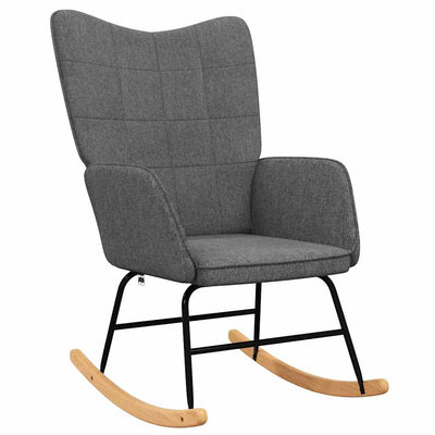 Rocking Chair with a Stool Dark Grey Fabric