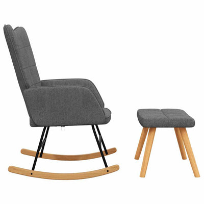 Rocking Chair with a Stool Dark Grey Fabric