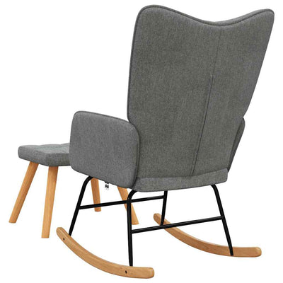 Rocking Chair with a Stool Dark Grey Fabric