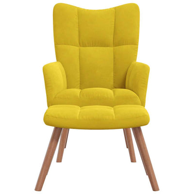 Relaxing Chair with a Stool Mustard Yellow Velvet