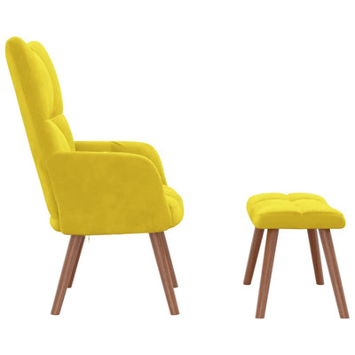 Relaxing Chair with a Stool Mustard Yellow Velvet