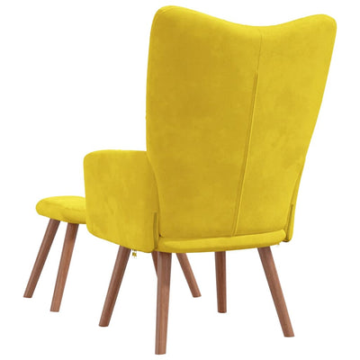 Relaxing Chair with a Stool Mustard Yellow Velvet