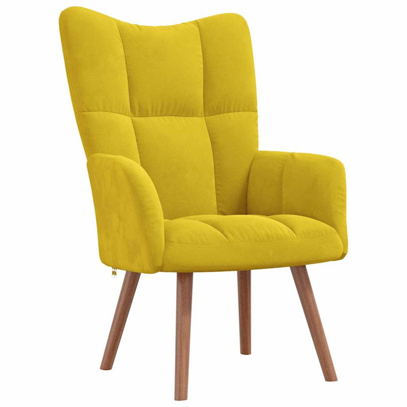 Relaxing Chair with a Stool Mustard Yellow Velvet