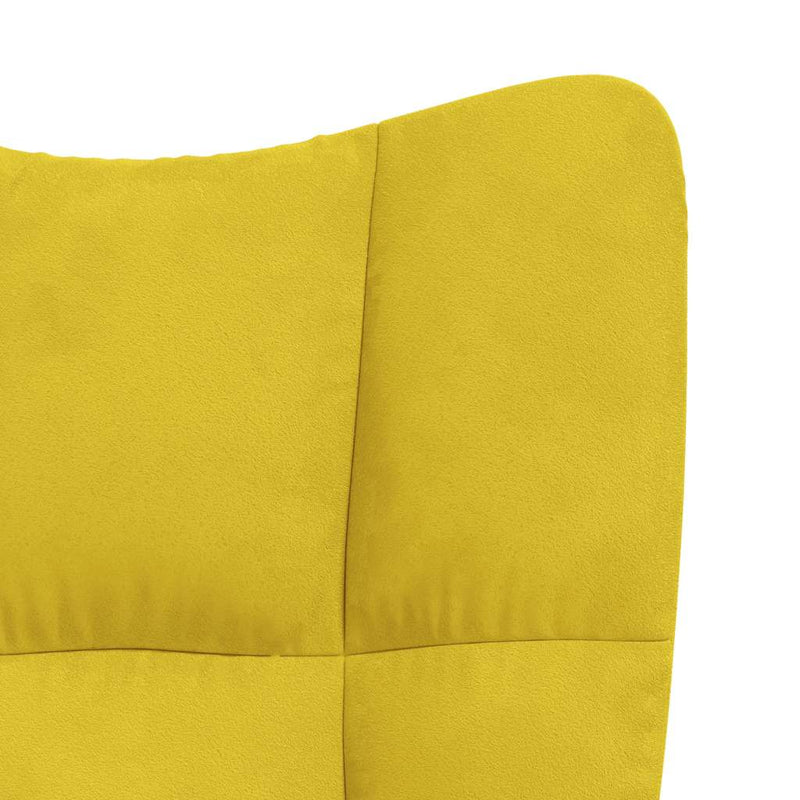 Relaxing Chair with a Stool Mustard Yellow Velvet