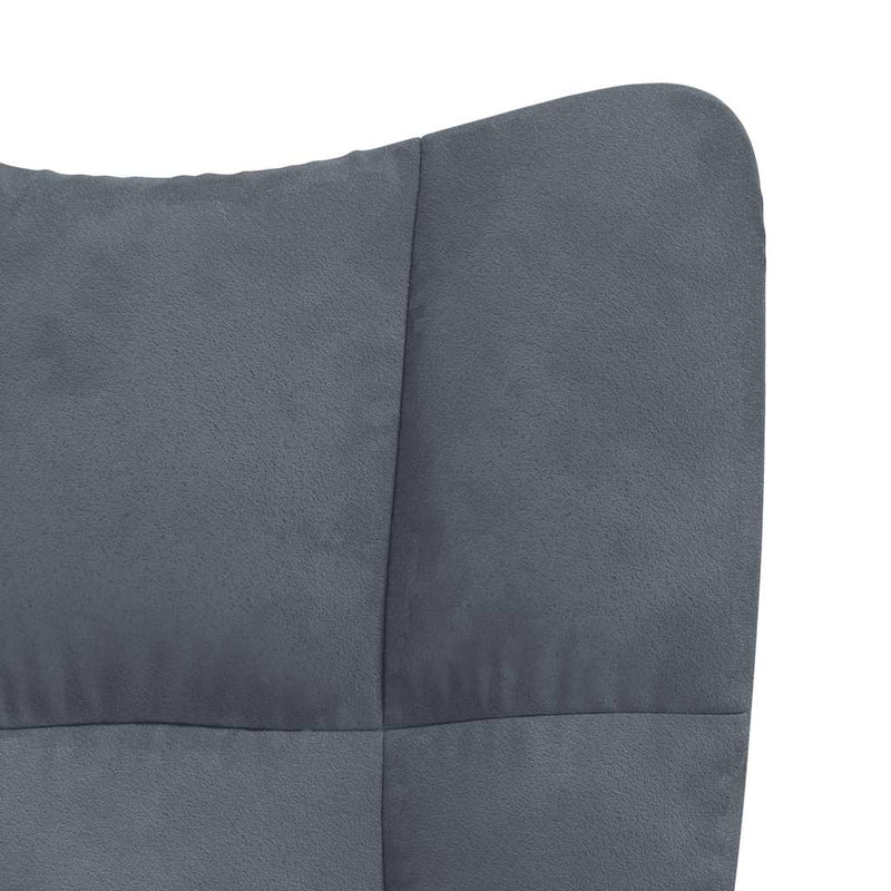 Relaxing Chair with a Stool Dark Grey Velvet