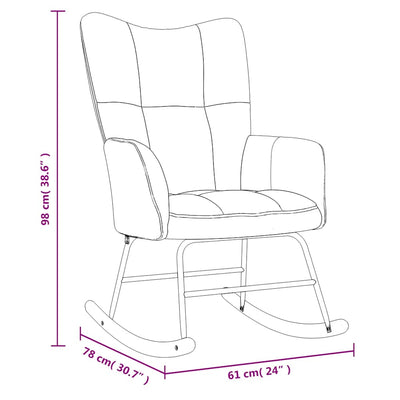 Rocking Chair with a Stool Dark Grey Velvet