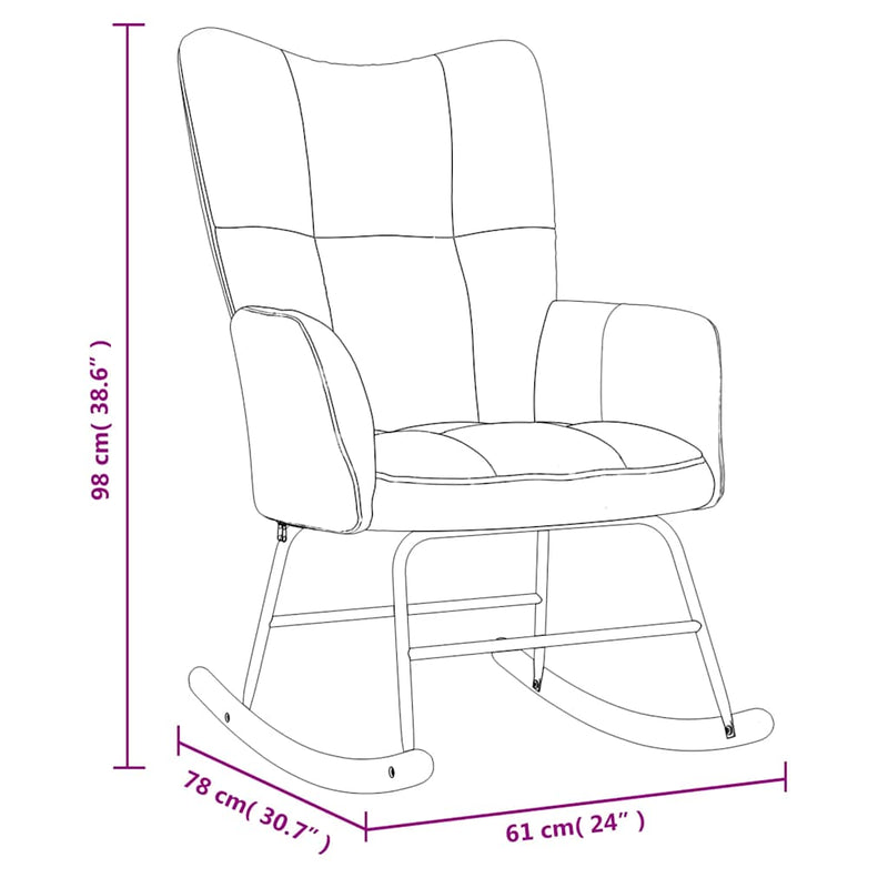 Rocking Chair with a Stool Dark Grey Velvet