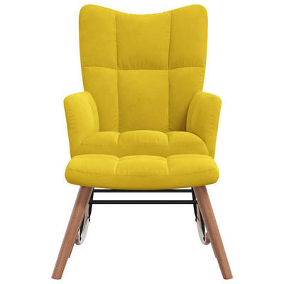 Rocking Chair with a Stool Mustard Yellow Velvet