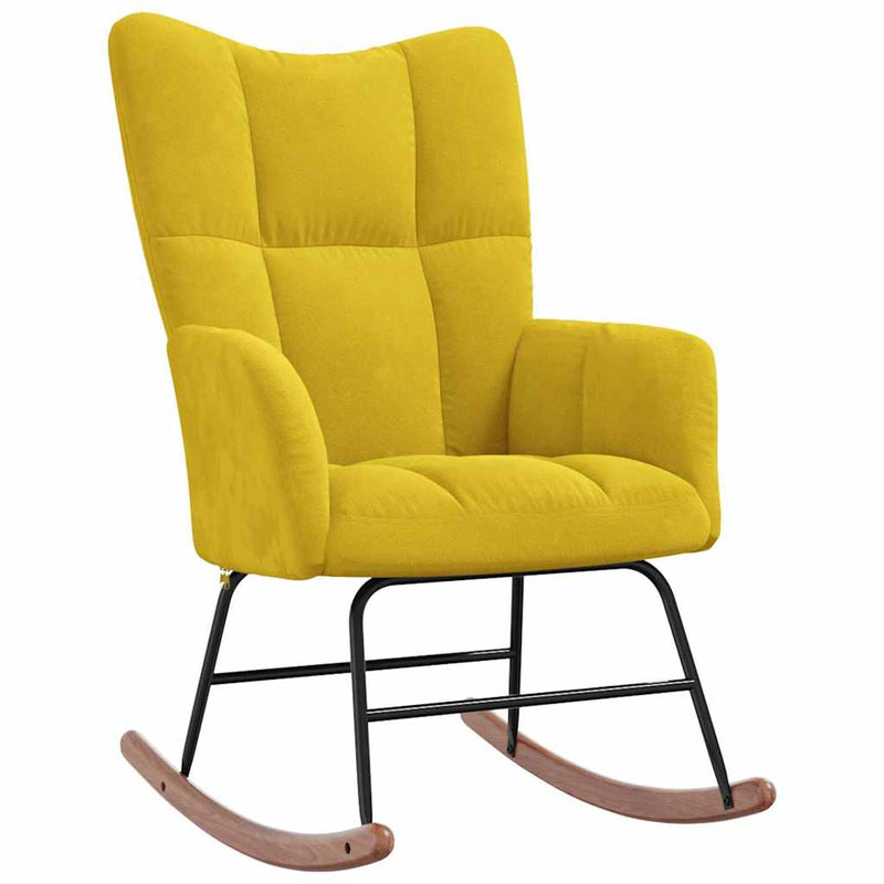 Rocking Chair with a Stool Mustard Yellow Velvet