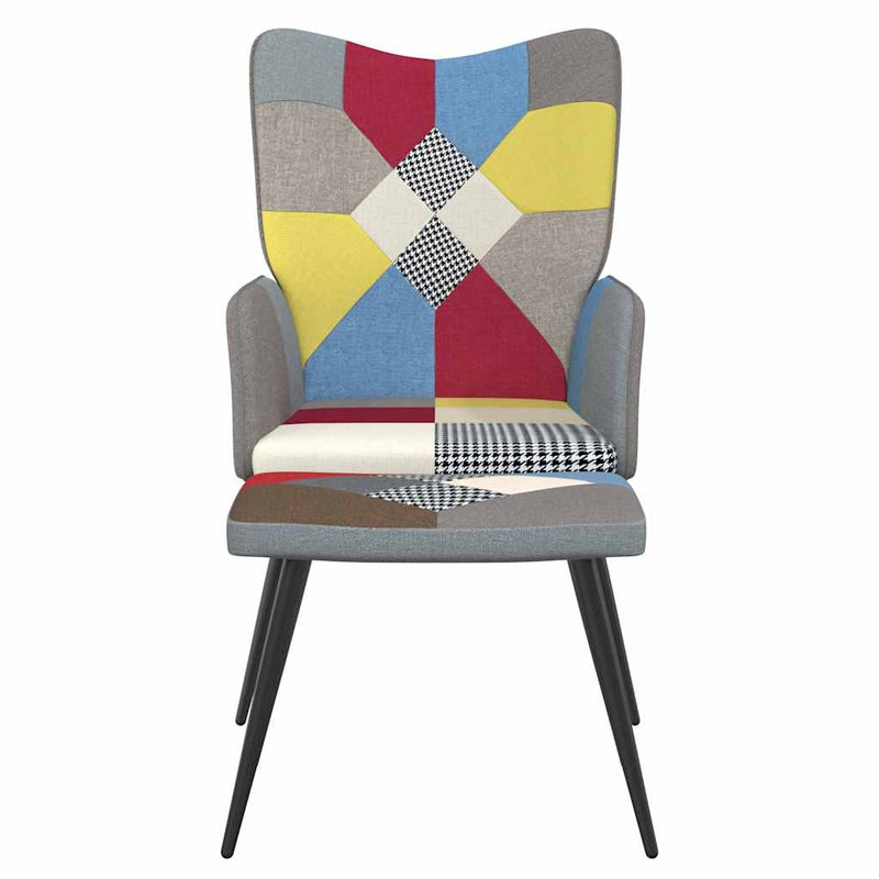 Relaxing Chair with a Stool Patchwork Fabric