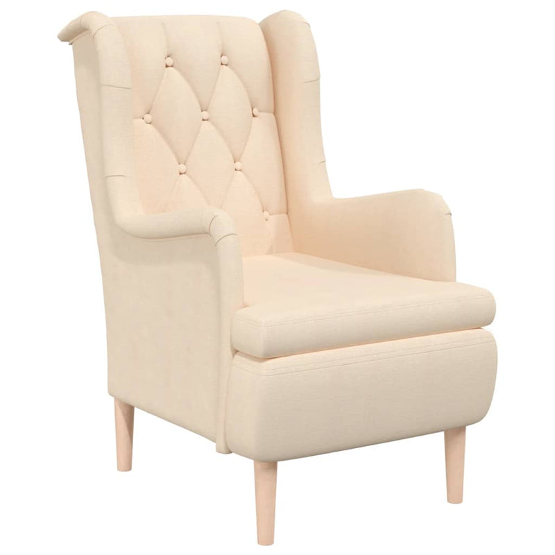 Armchair with Solid Rubber Wood Feet Cream Fabric