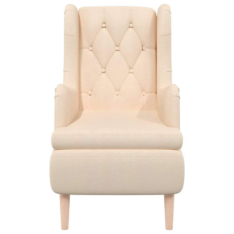 Armchair with Solid Rubber Wood Feet Cream Fabric