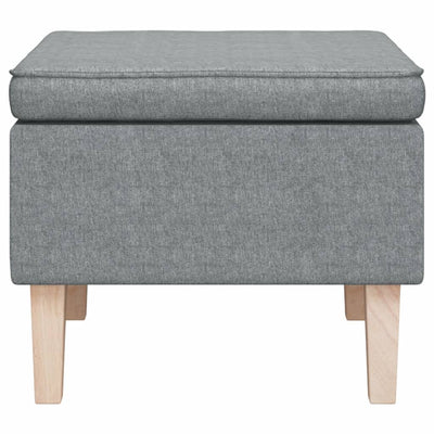 Stool with Wooden Legs Light Grey Fabric