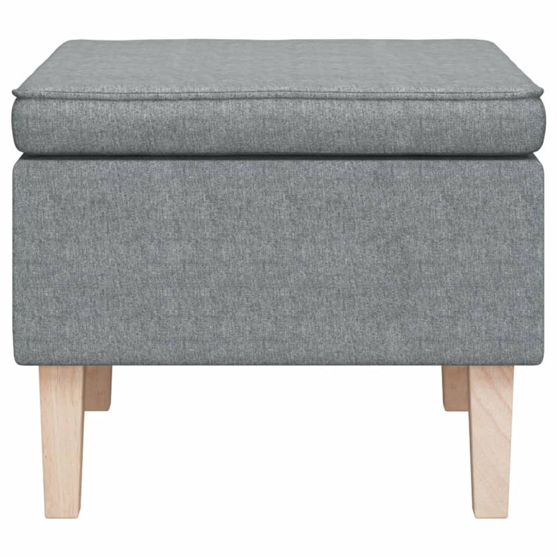 Stool with Wooden Legs Light Grey Fabric